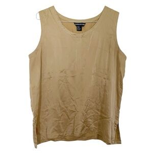 Savannah Vintage Size 1XL 100% Silk Gold Tank Top Shell Sleeveless Plus S…